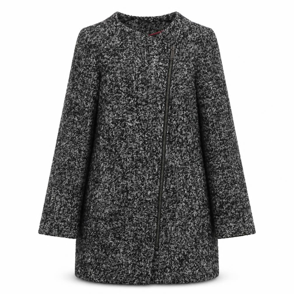 Marks & Spencer Women Grey Wool Blend Zip Long Coat Size 12