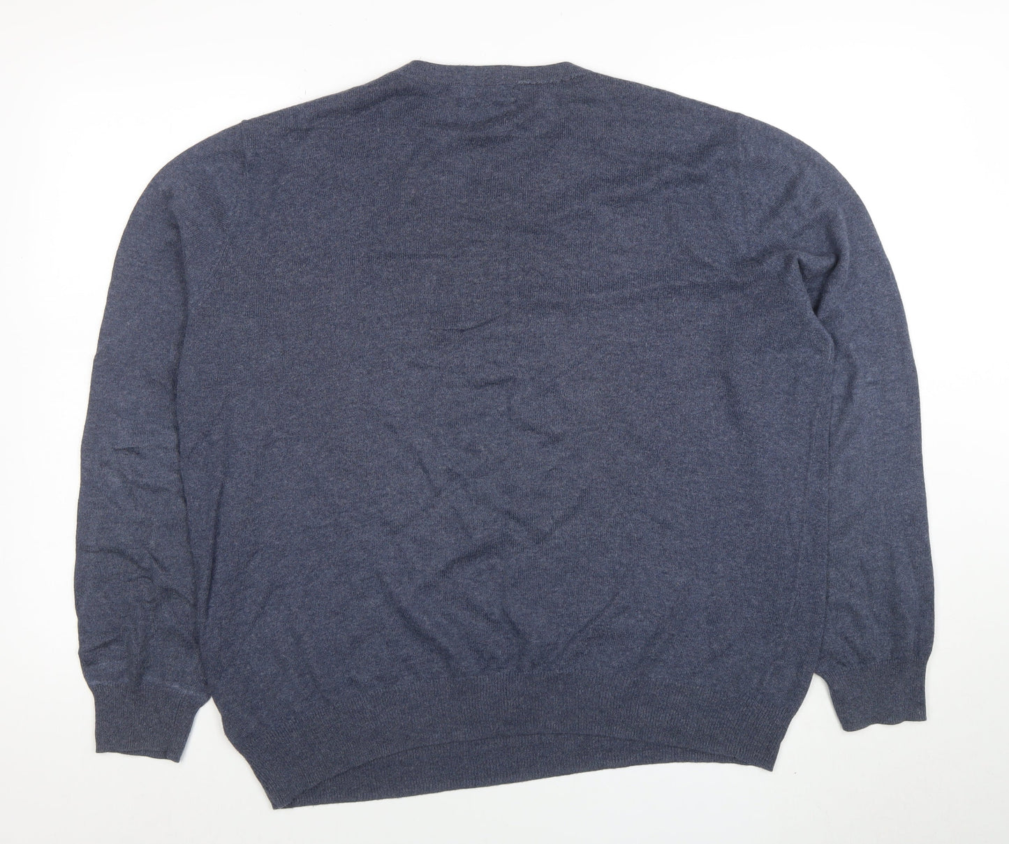 Jeff Banks Men's Blue Cotton Cashmere V-Neck Jumper Size L