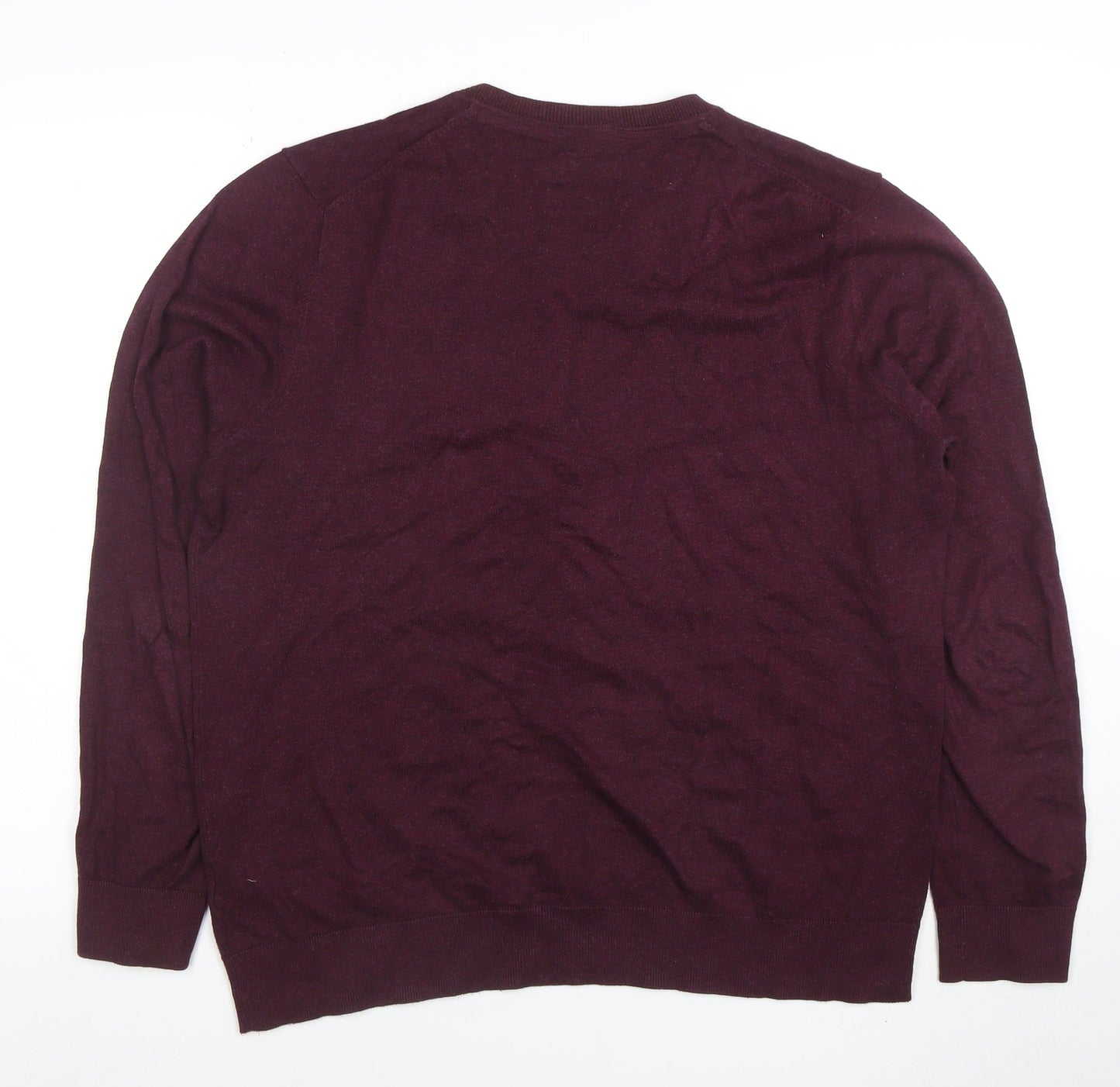 Burton Menswear Men's Purple V-Neck Cotton Cashmere Jumper Size L