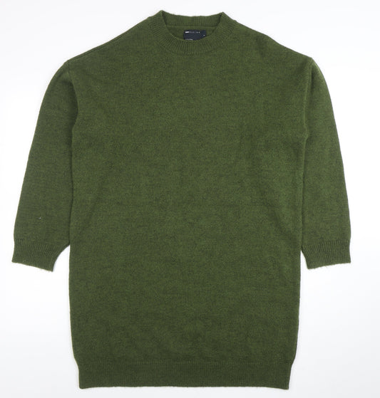 ASOS DESIGN Women Green 8-10 Knit Jumper Dress Crew Neck