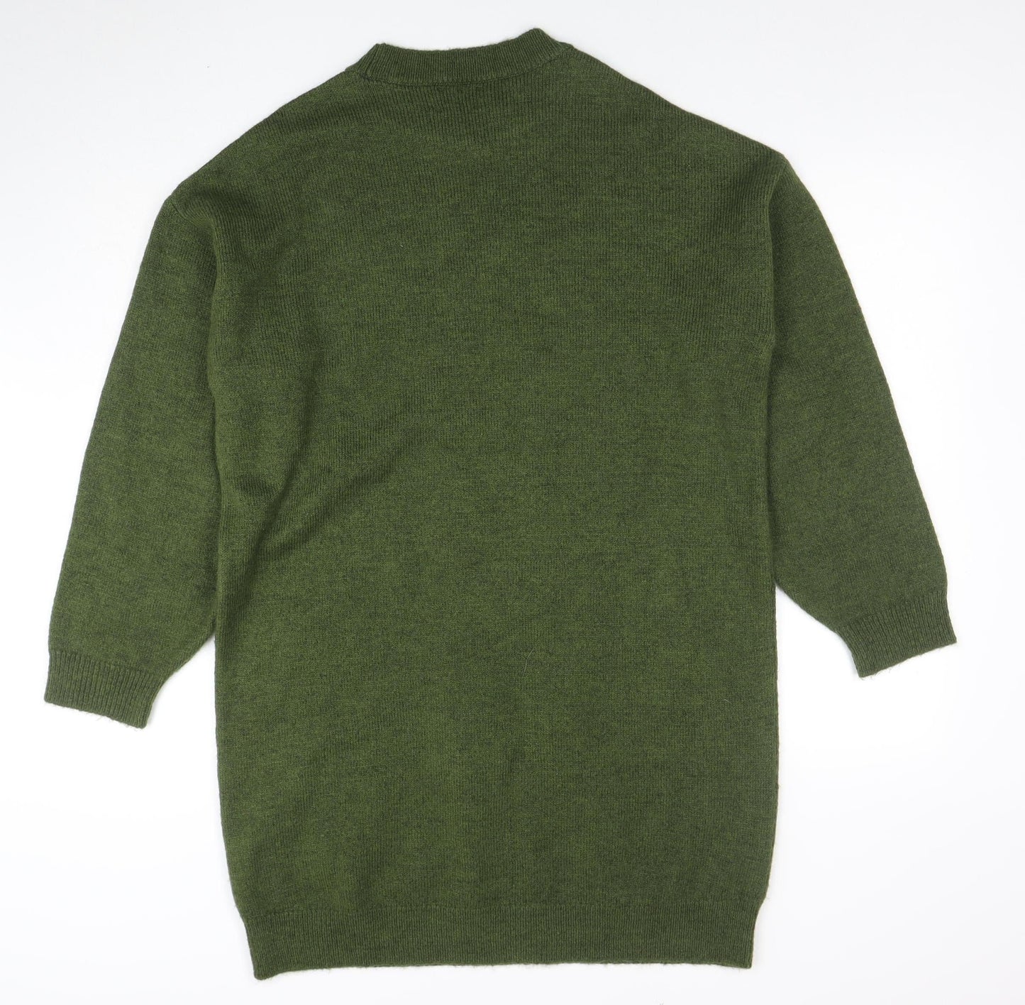 ASOS DESIGN Women Green 8-10 Knit Jumper Dress Crew Neck
