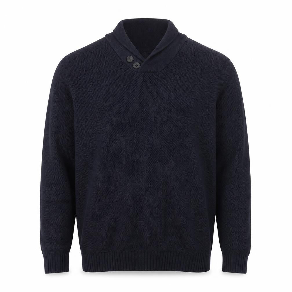 Next Men’s Blue 2XL Cotton Shawl Collar Waffle Knit Jumper