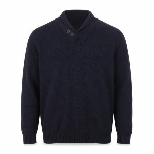 Next Men’s Blue 2XL Cotton Shawl Collar Waffle Knit Jumper