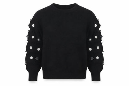 Front view of Wild Flower women’s black sequin sleeve jumper, size S