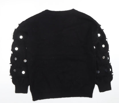 Close-up detail of Wild Flower women’s black sequin sleeve jumper, size S
