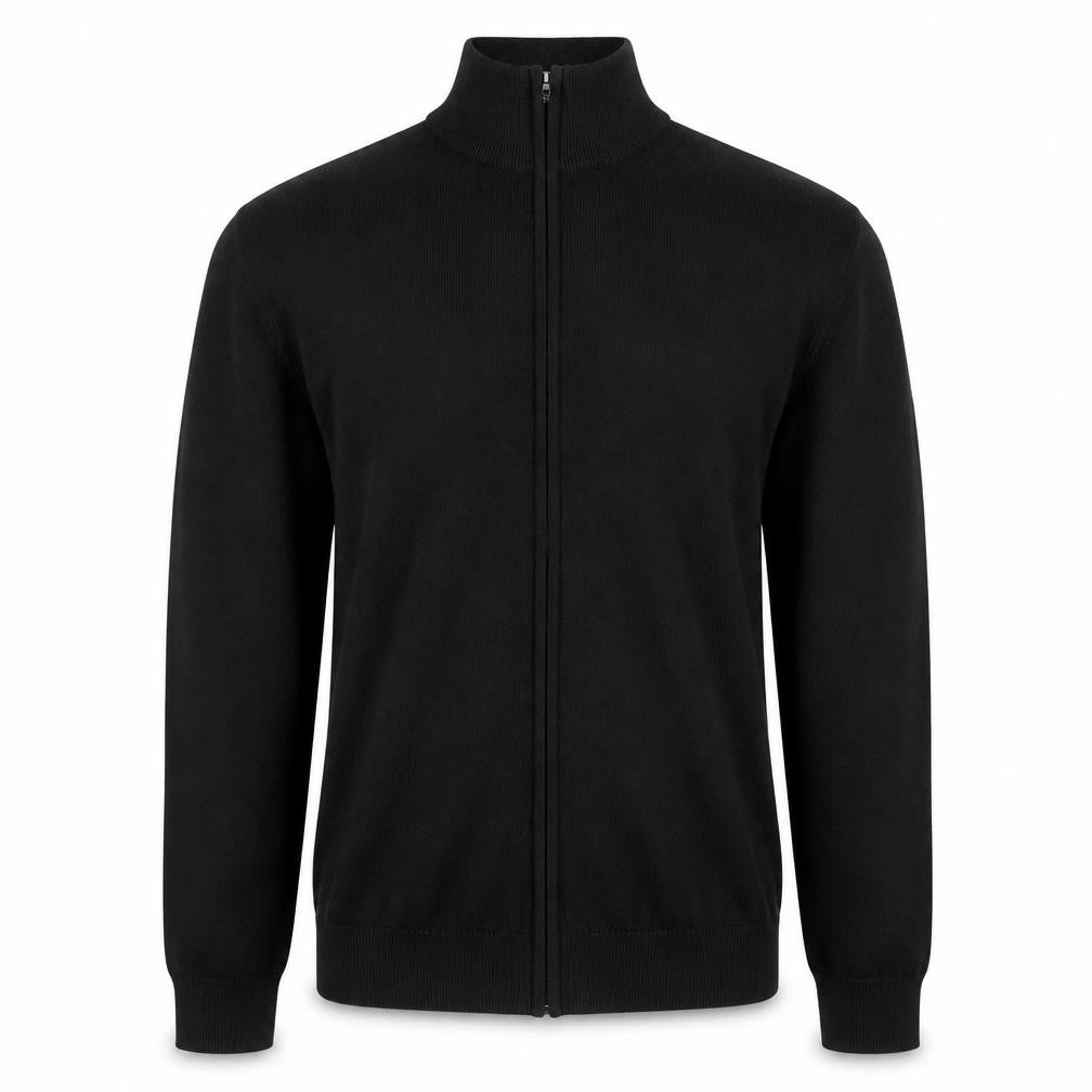 Broken Standard Men's Black Full Zip High Neck Cotton Blend Jumper M