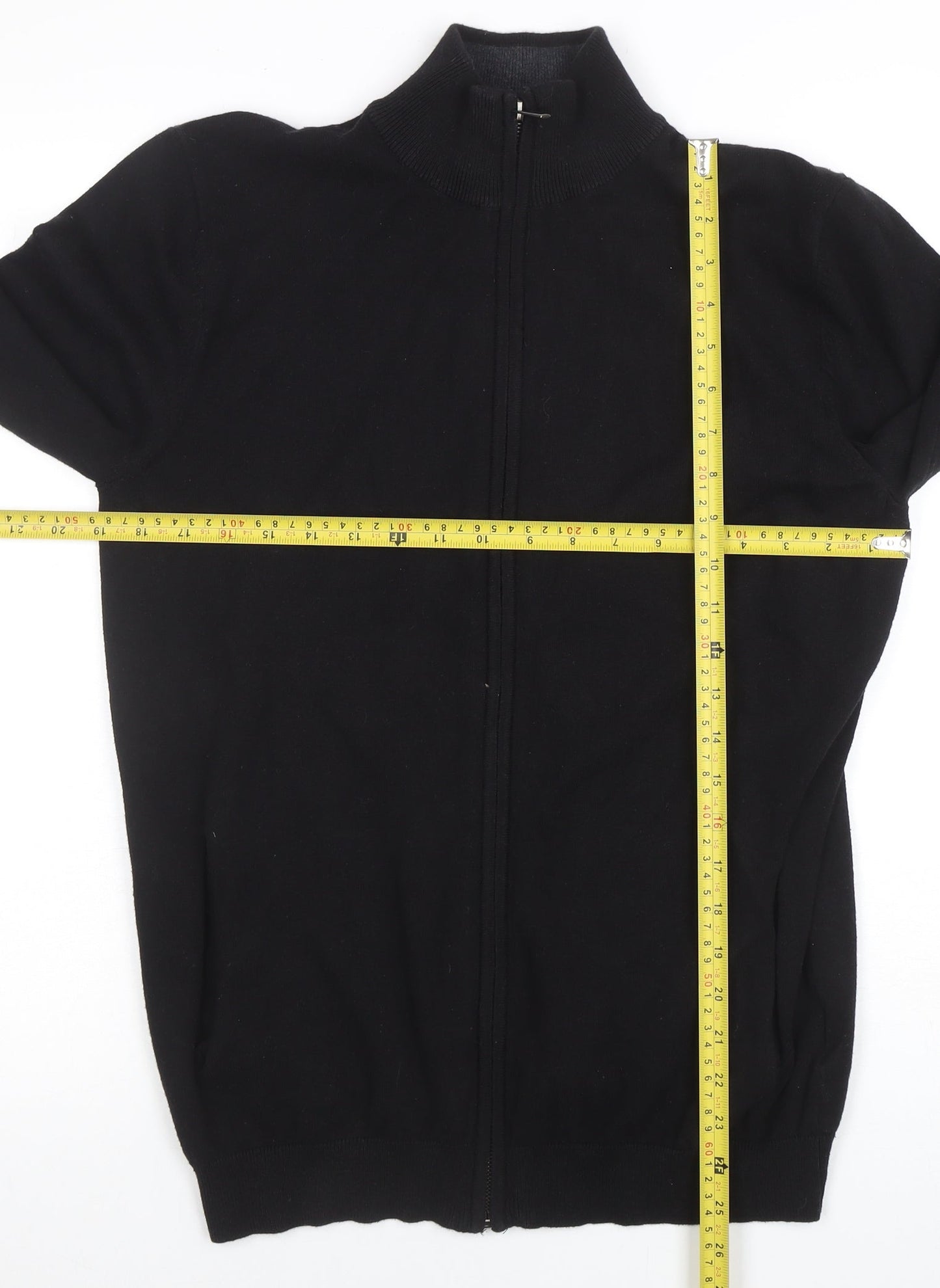 Broken Standard Men's Black Full Zip High Neck Cotton Blend Jumper M