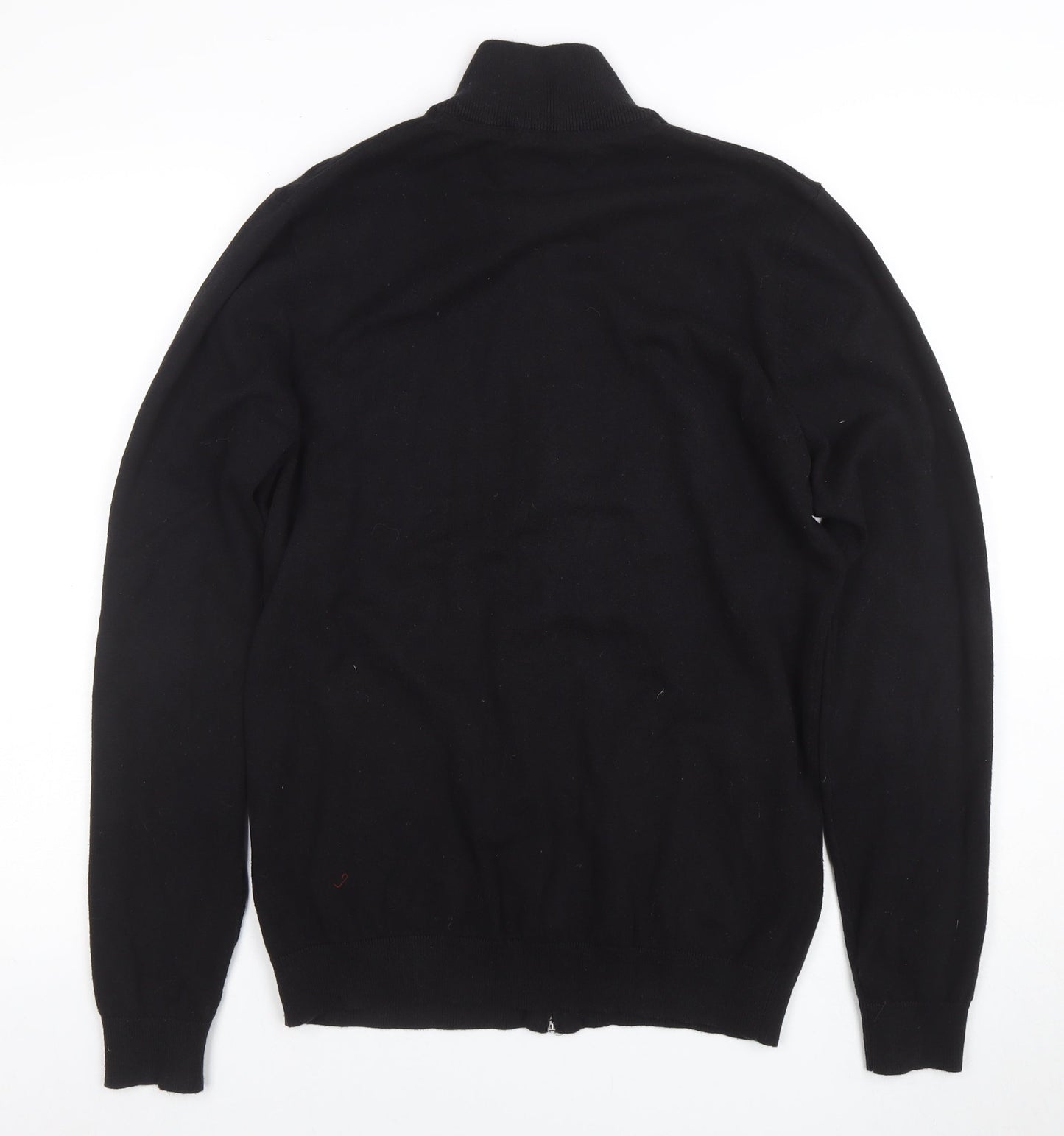 Broken Standard Men's Black Full Zip High Neck Cotton Blend Jumper M