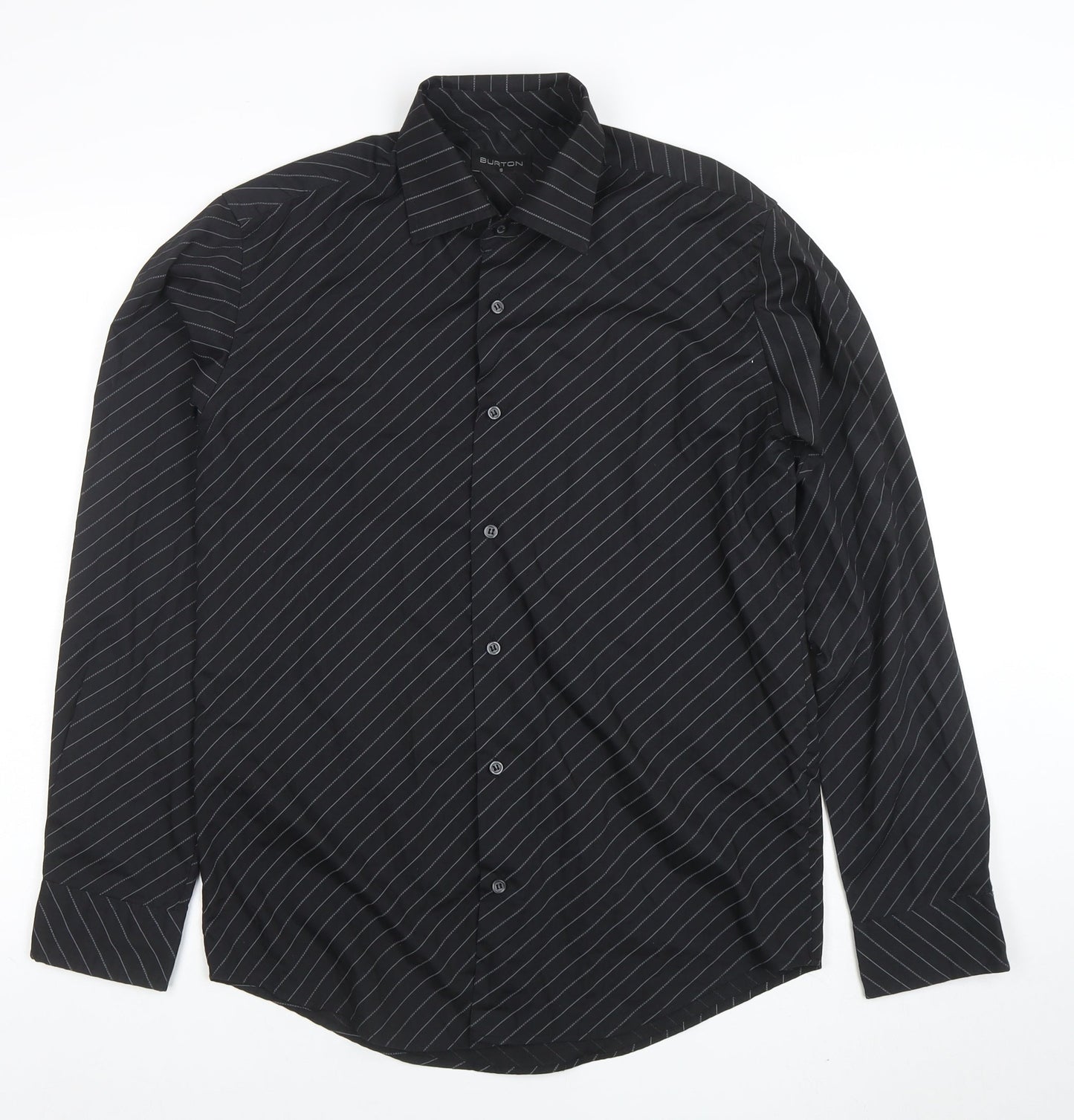 Burton Men's Black Striped Long Sleeve Button-Up Shirt Size S