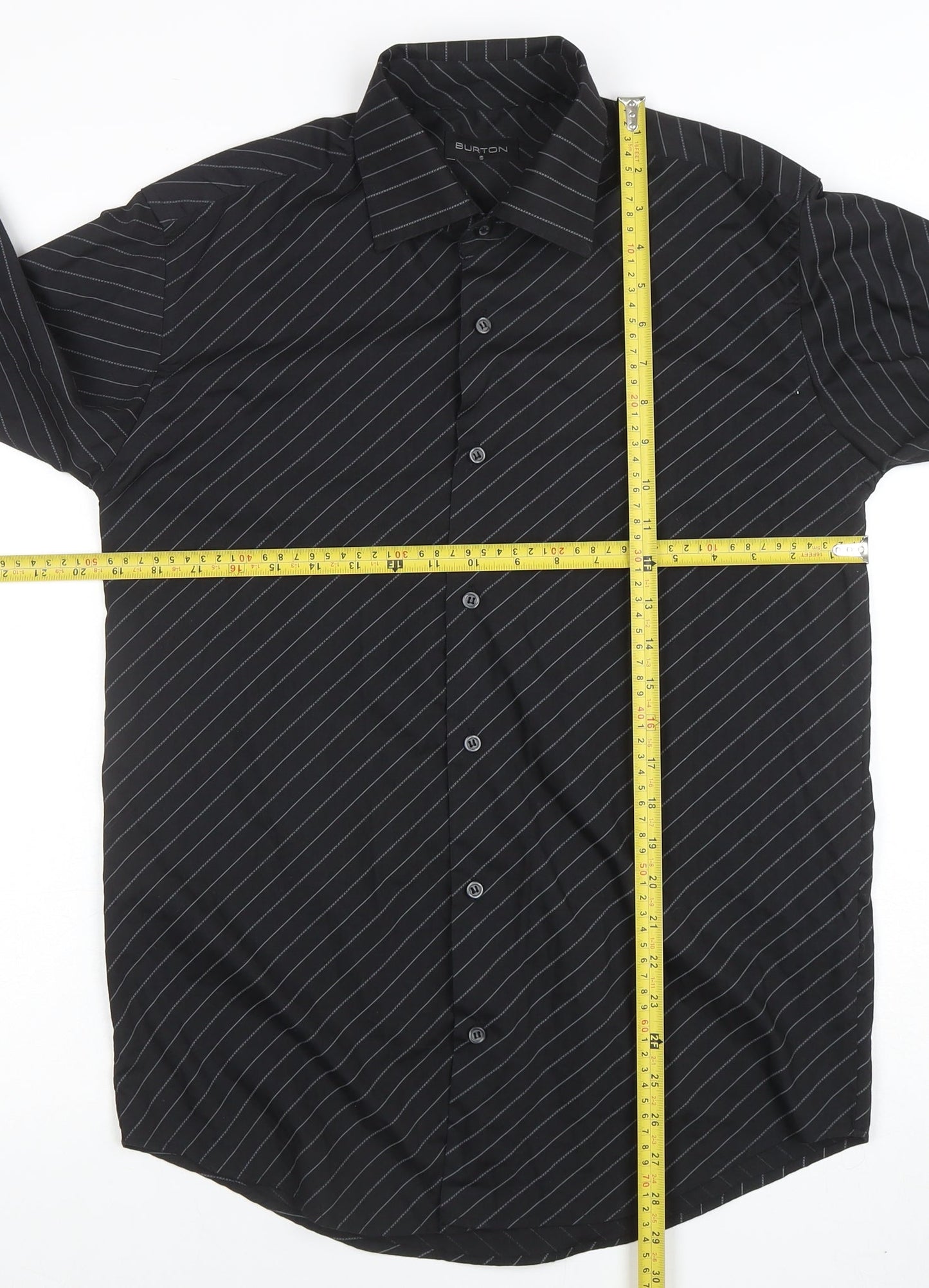 Burton Men's Black Striped Long Sleeve Button-Up Shirt Size S