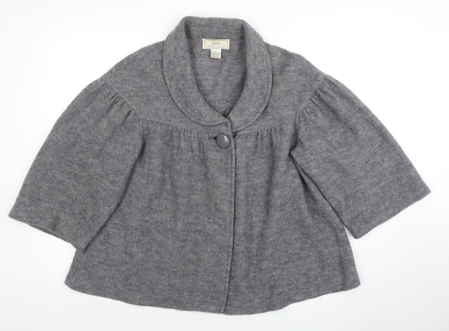 Lisa International Women Grey Wool Short Jacket M