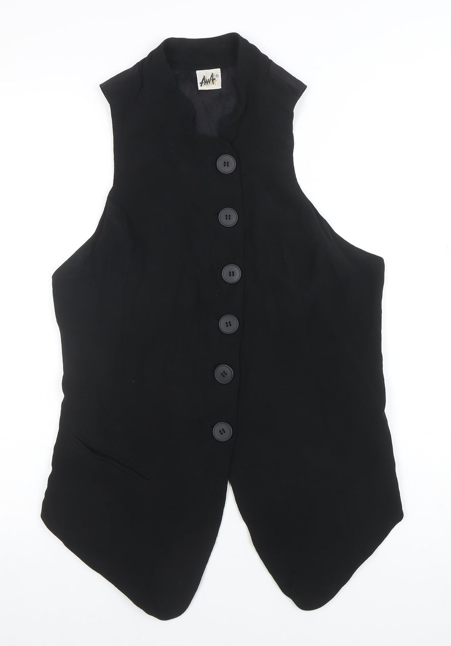 AwA Womens Black Sleeveless Button Tunic Blouse Size S