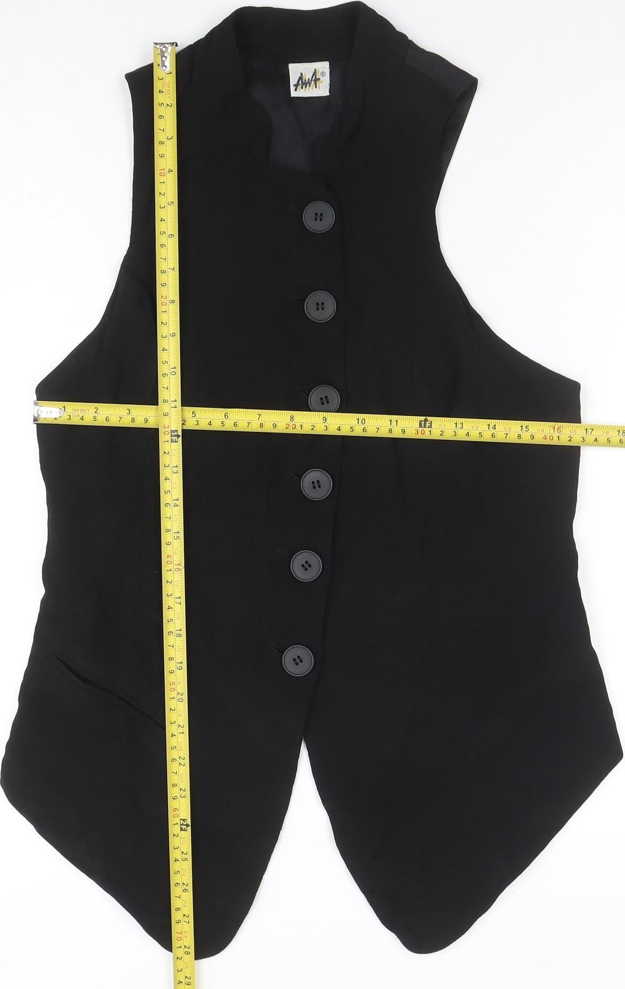 AwA Womens Black Sleeveless Button Tunic Blouse Size S