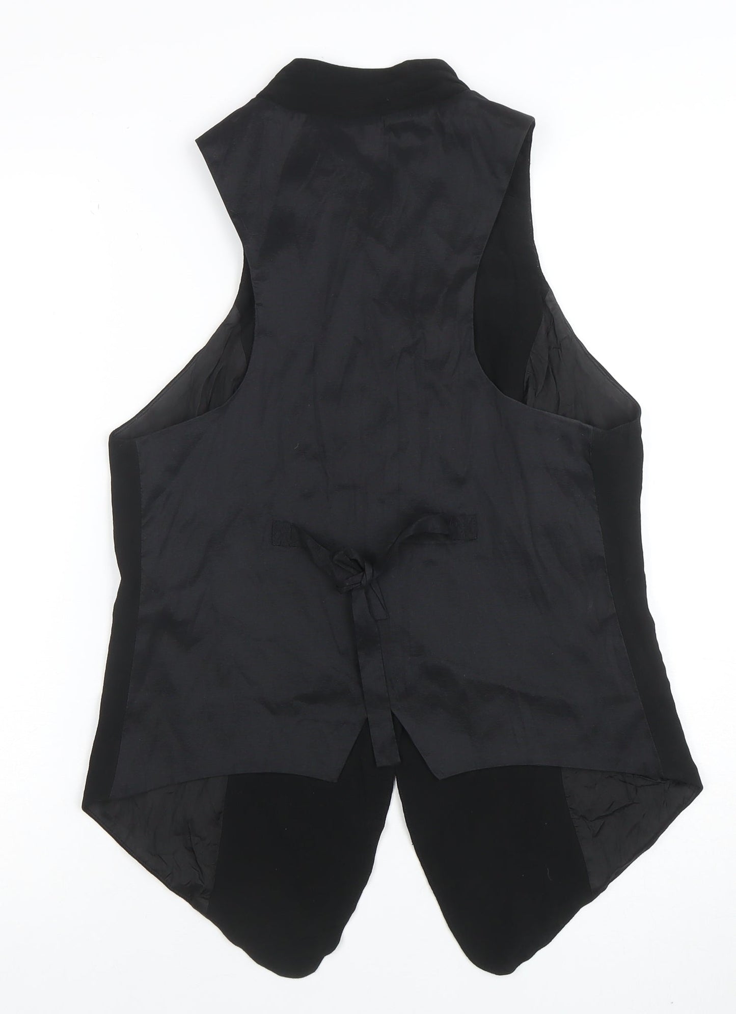 AwA Womens Black Sleeveless Button Tunic Blouse Size S