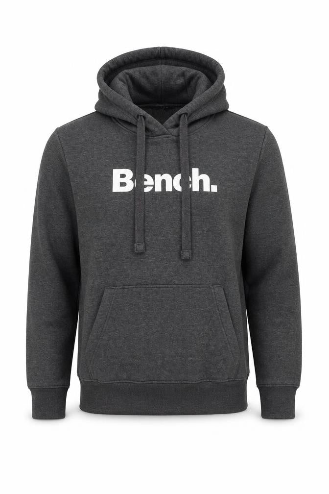 Bench Men’s Grey Pullover Hoodie L Regular Fit Logo Sweatshirt