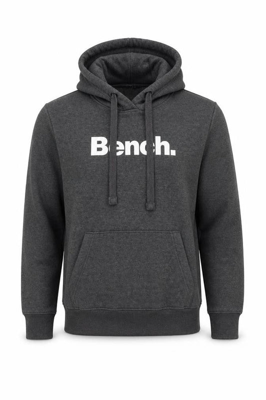 Bench Men’s Grey Pullover Hoodie L Regular Fit Logo Sweatshirt