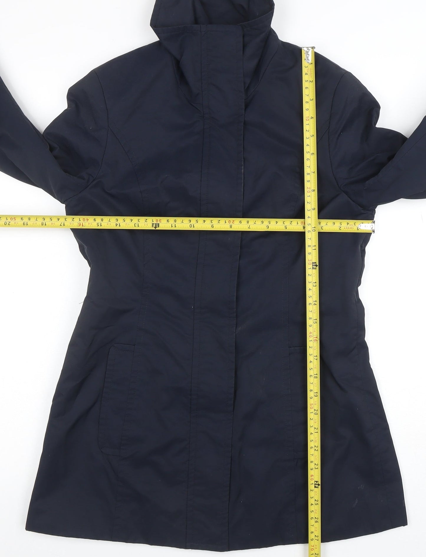 Precis Petite Womens Blue Mid-Length Trench Coat Size 6