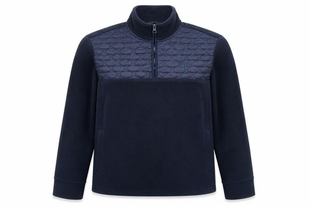 Threadbare Men's Blue XL 1/4 Zip Fleece Sweatshirt Pullover