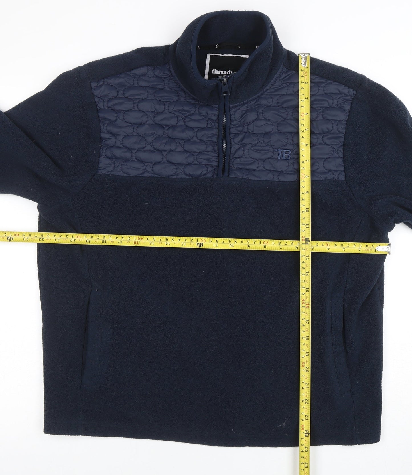 Threadbare Men's Blue XL 1/4 Zip Fleece Sweatshirt Pullover