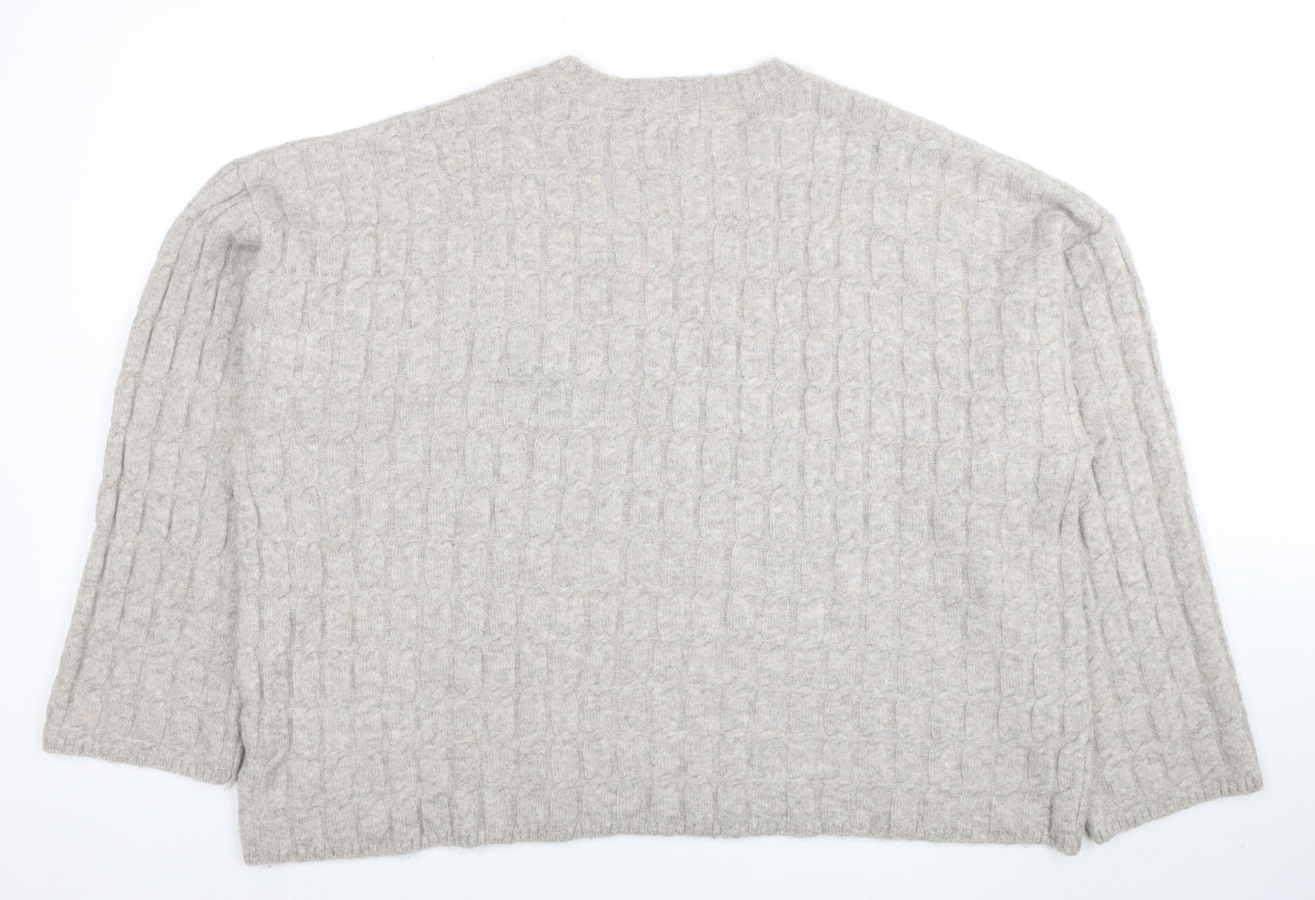 H&M Women’s Beige Wool Blend Cable-Knit Jumper Size 14