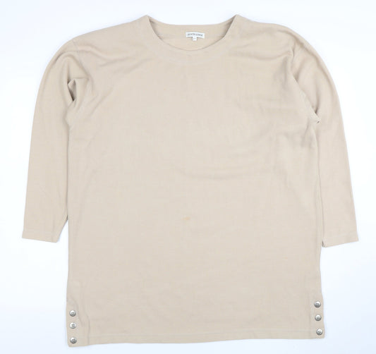 South Lodge Women's Beige Long Sleeve Button T-Shirt M