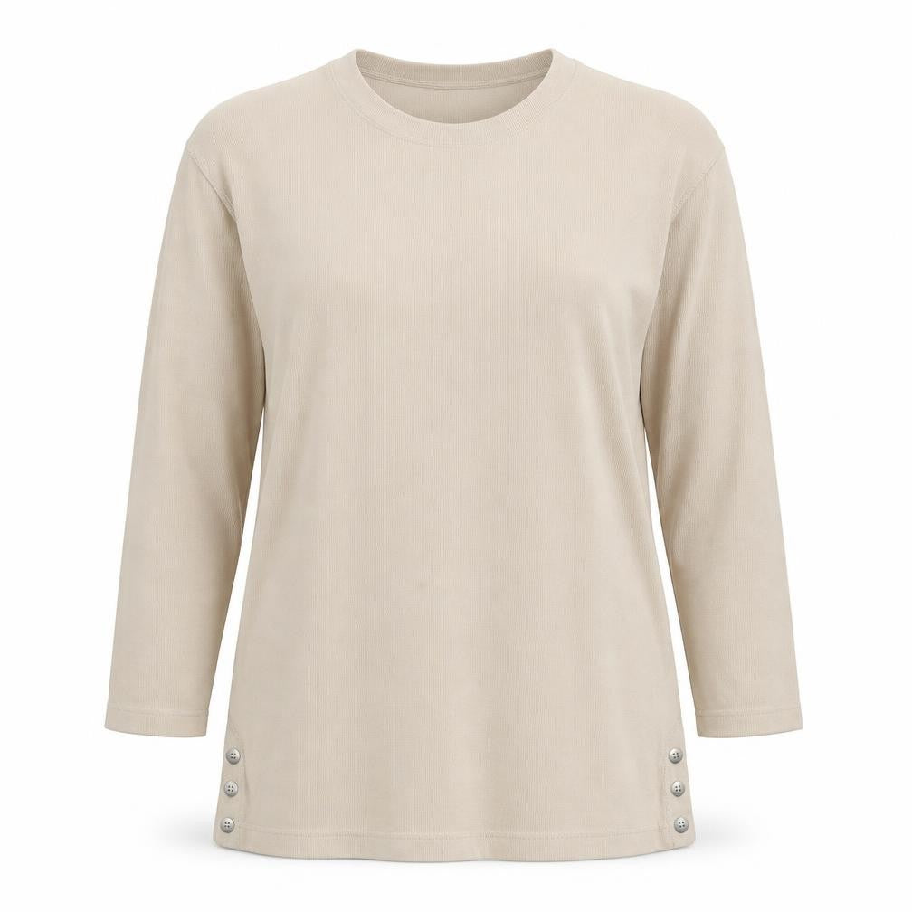 South Lodge Women's Beige Long Sleeve Button T-Shirt M