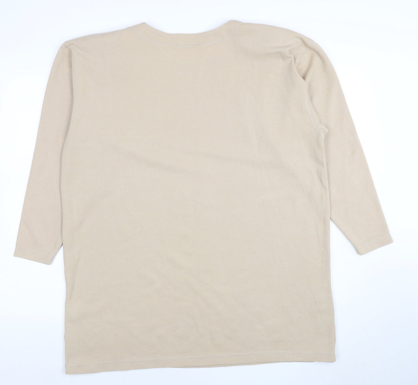 South Lodge Women's Beige Long Sleeve Button T-Shirt M