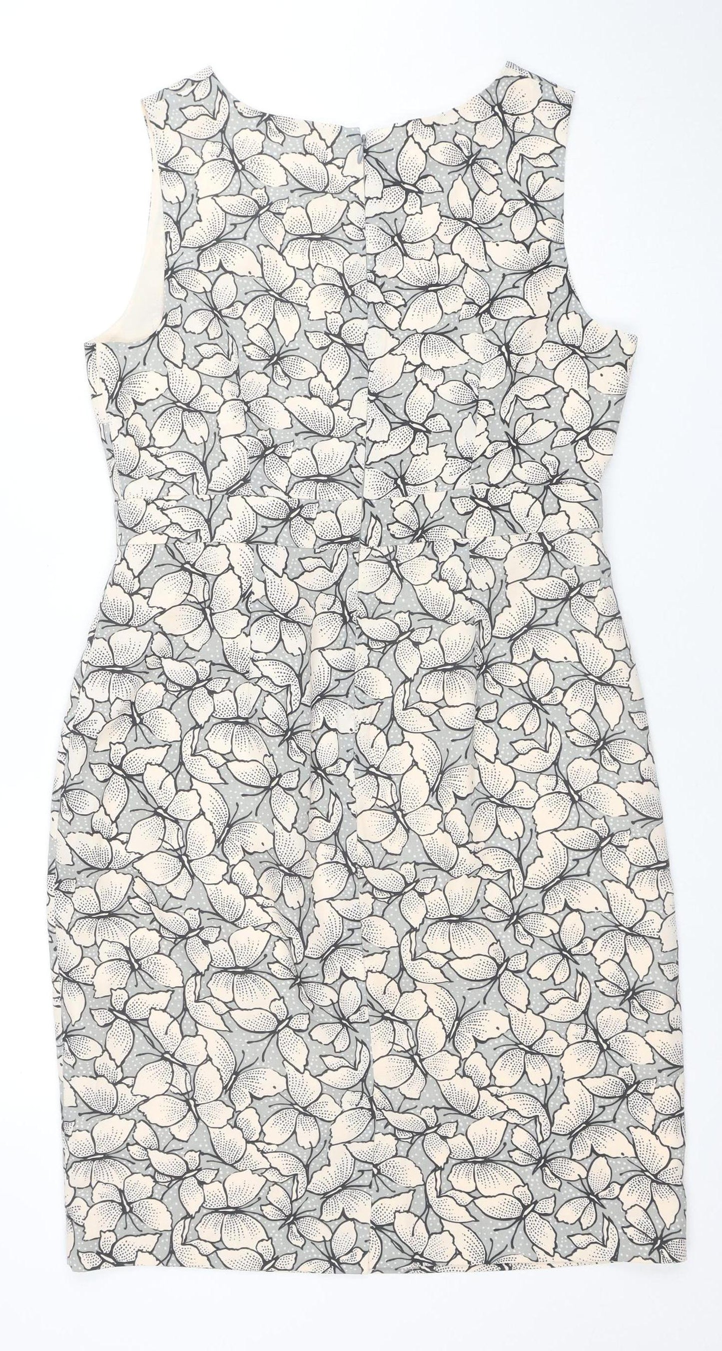 Monsoon Women’s Beige Floral Sheath Knee Length Dress Size 14