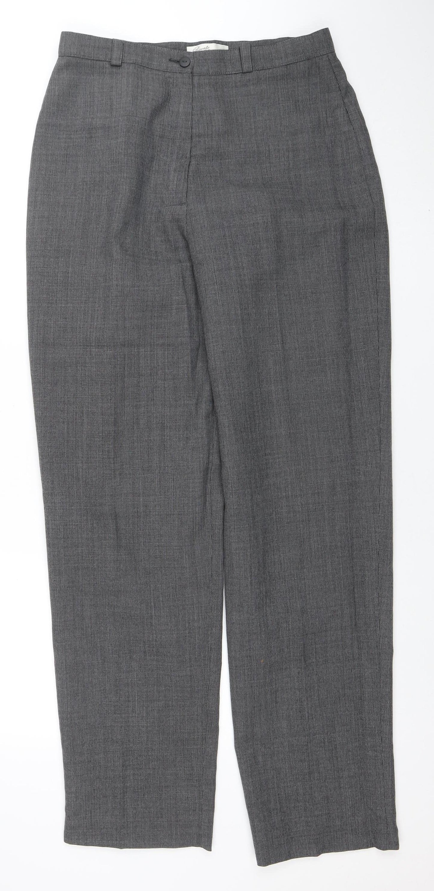 Private Collection Womens Grey Wool Blend Check Dress Trousers Size 14