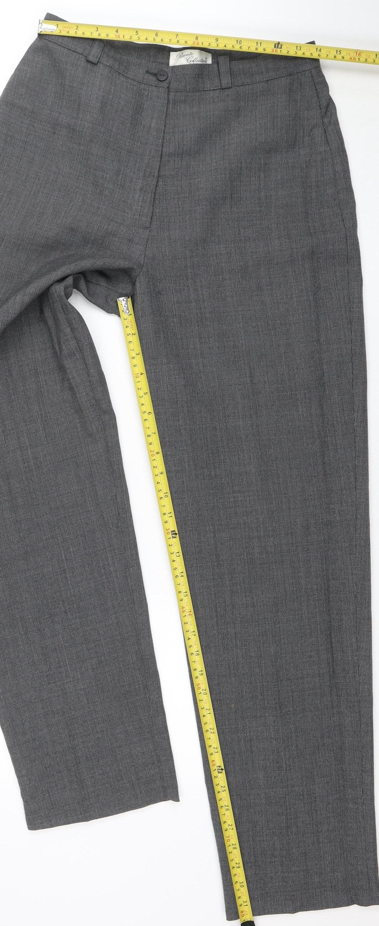 Private Collection Womens Grey Wool Blend Check Dress Trousers Size 14