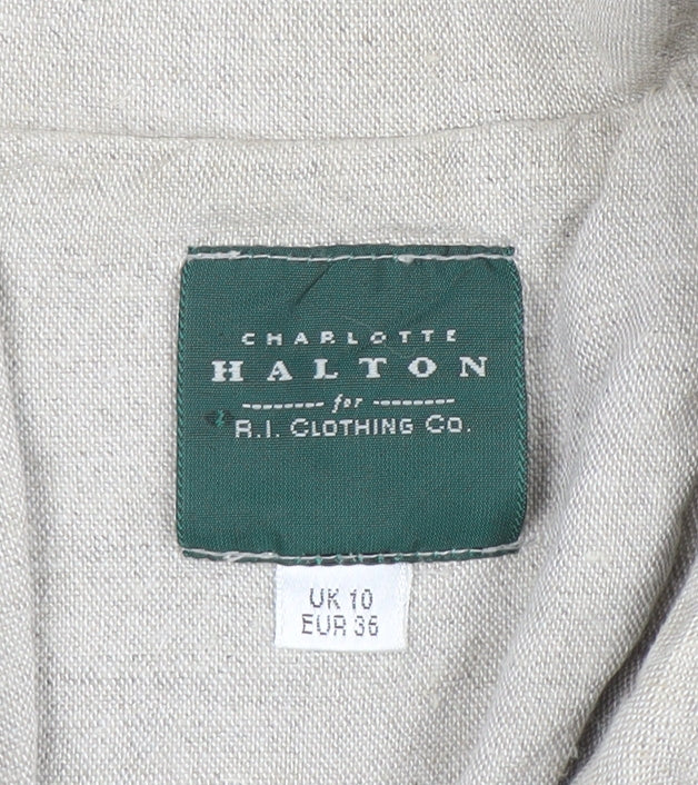 Charlotte Halton Beige Linen Blend Short Sleeve Blazer UK 10