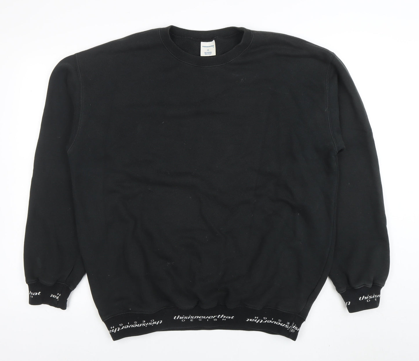 thisisneverthat Men's Black Cotton Pullover Sweatshirt M