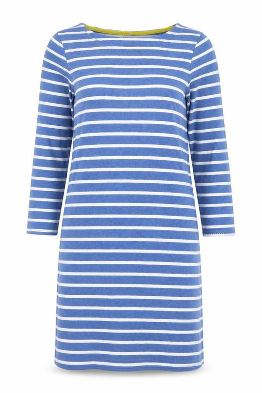 Boden Women Blue Striped 3/4 Sleeve Cotton T-Shirt Dress Size 12