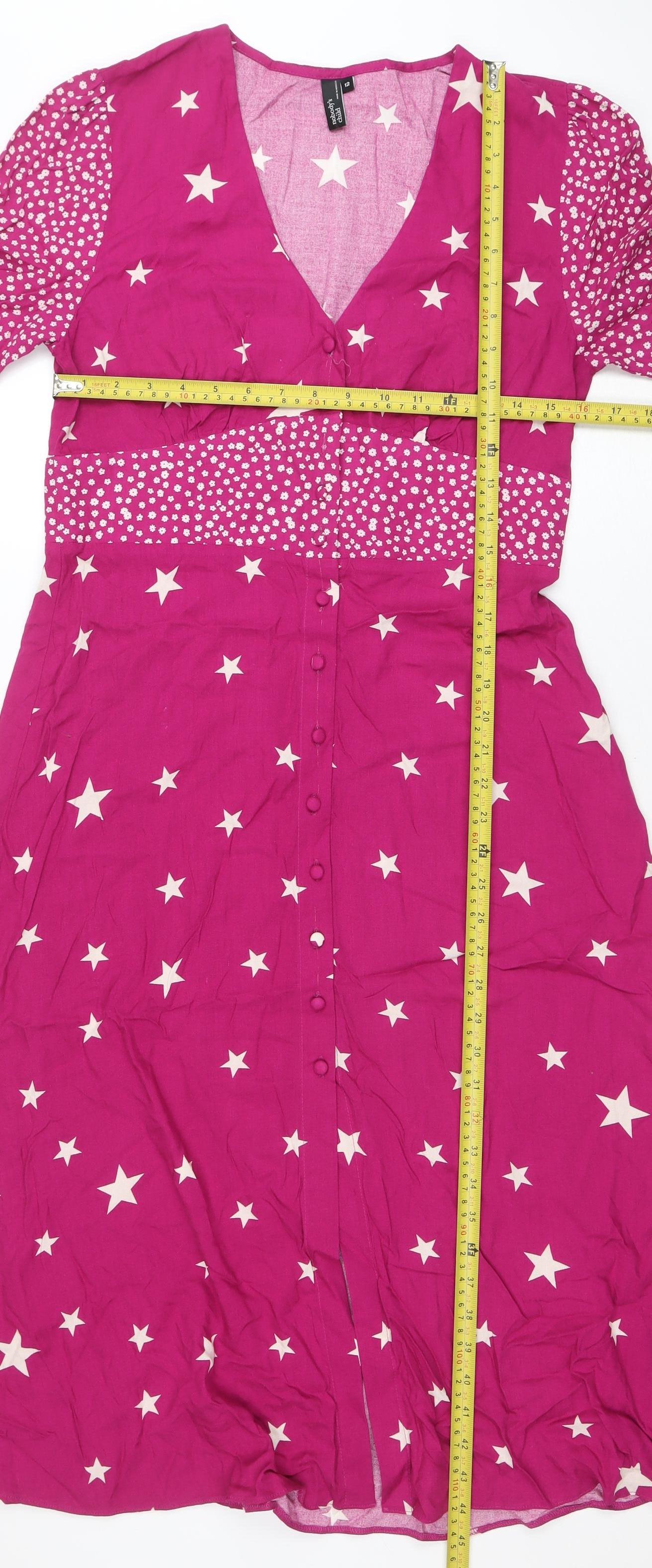 Nobody’s Child Women’s Pink Star Midi Fit & Flare Dress Size 12