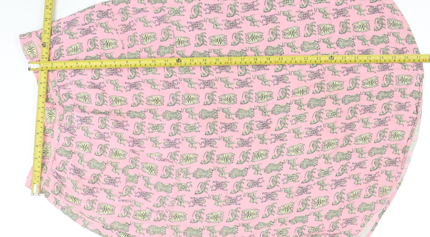 & Other Stories Women Pink Animal Print Silk Midi Bubble Skirt Size 10