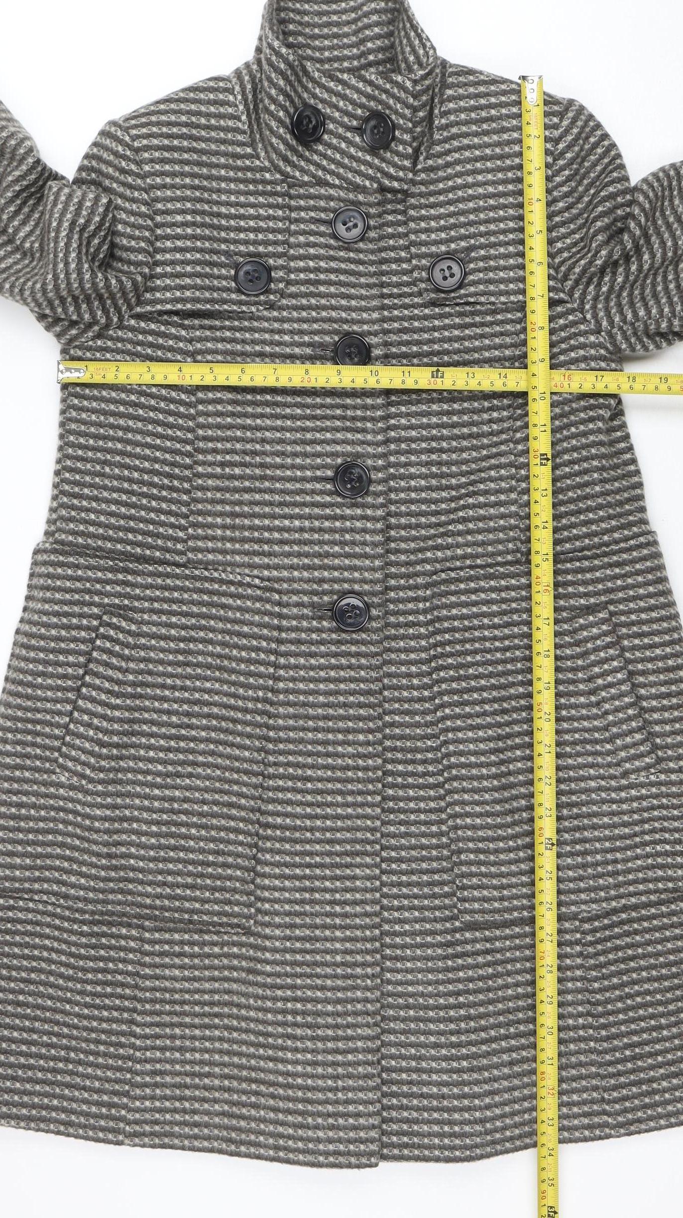 Next Signature Women's Grey Wool Blend Pea Coat Size 10