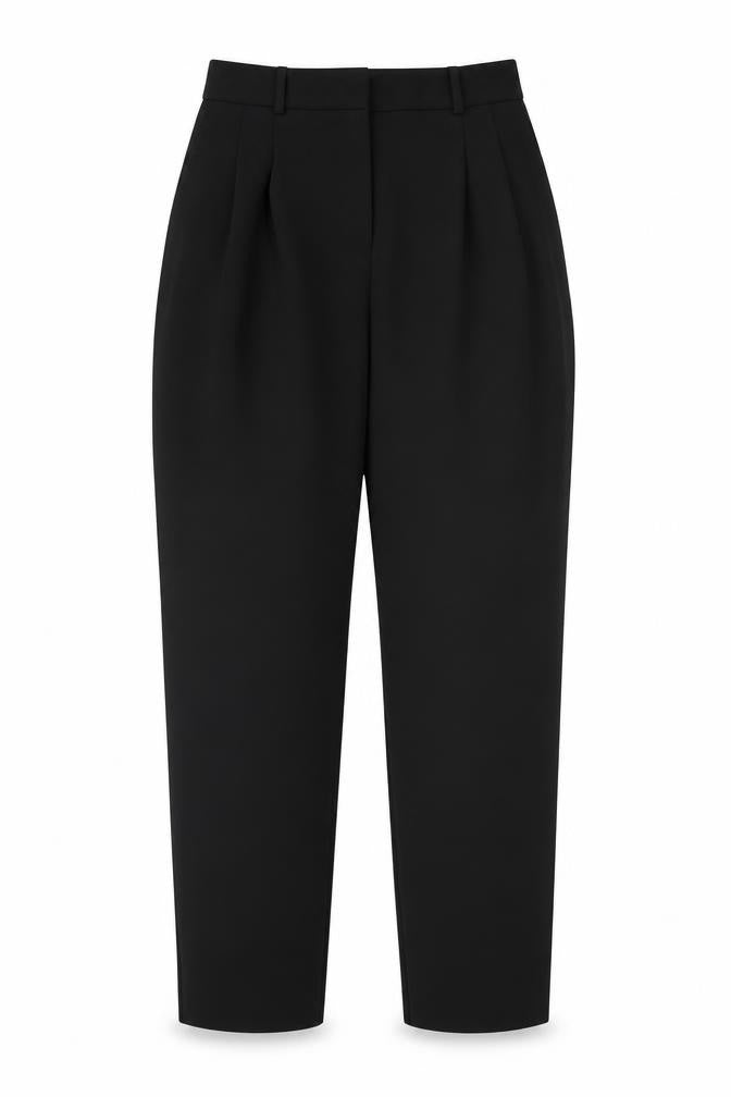 MNG Women's Black Regular Fit Pleated Work Trousers Size 10
