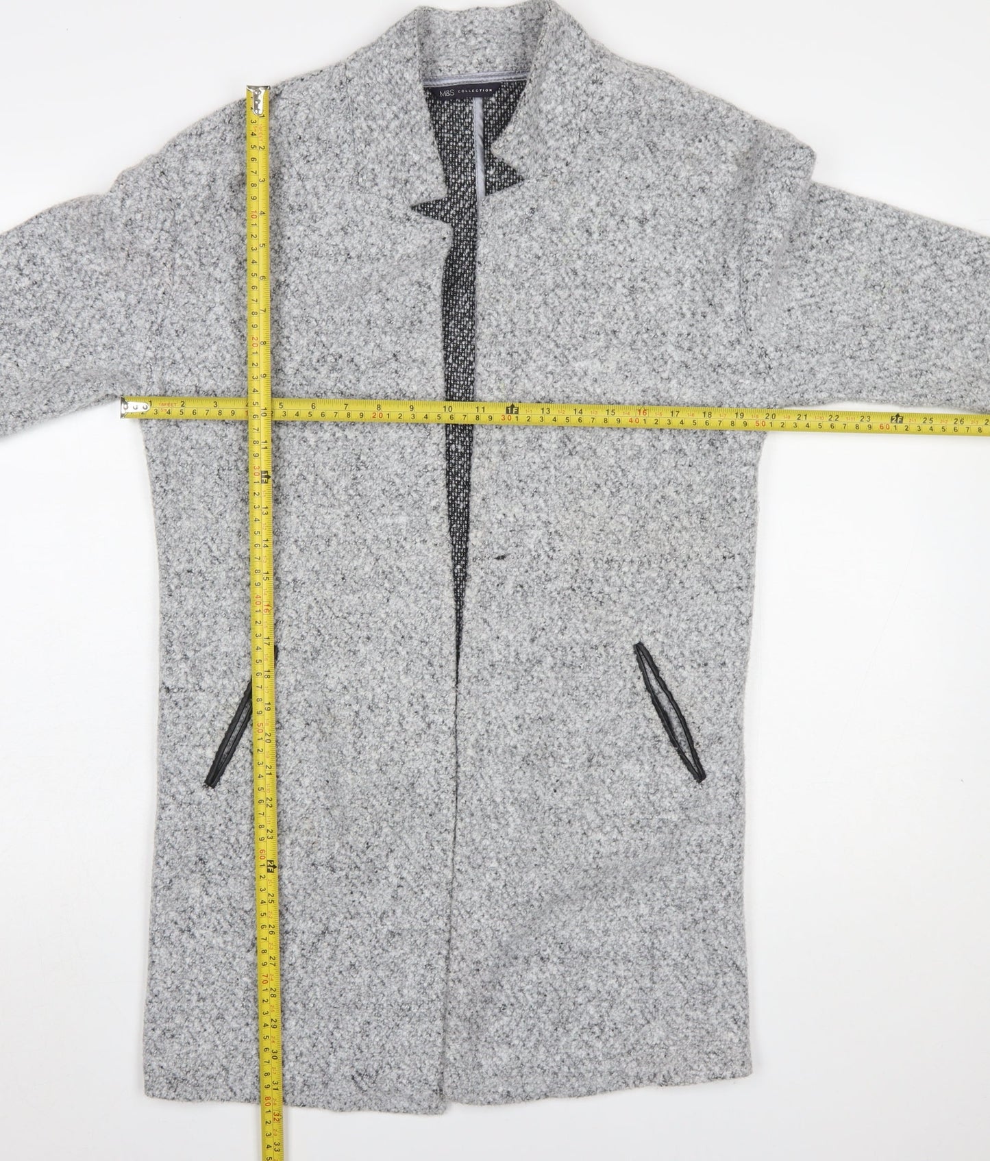 Marks and Spencer Women Grey Marl Long Sleeve Open Cardigan UK 10