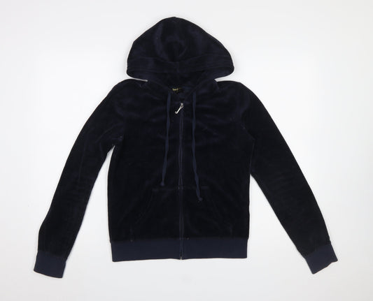 Juicy Couture Black Label Women's Navy Velour Full Zip Hoodie Size S
