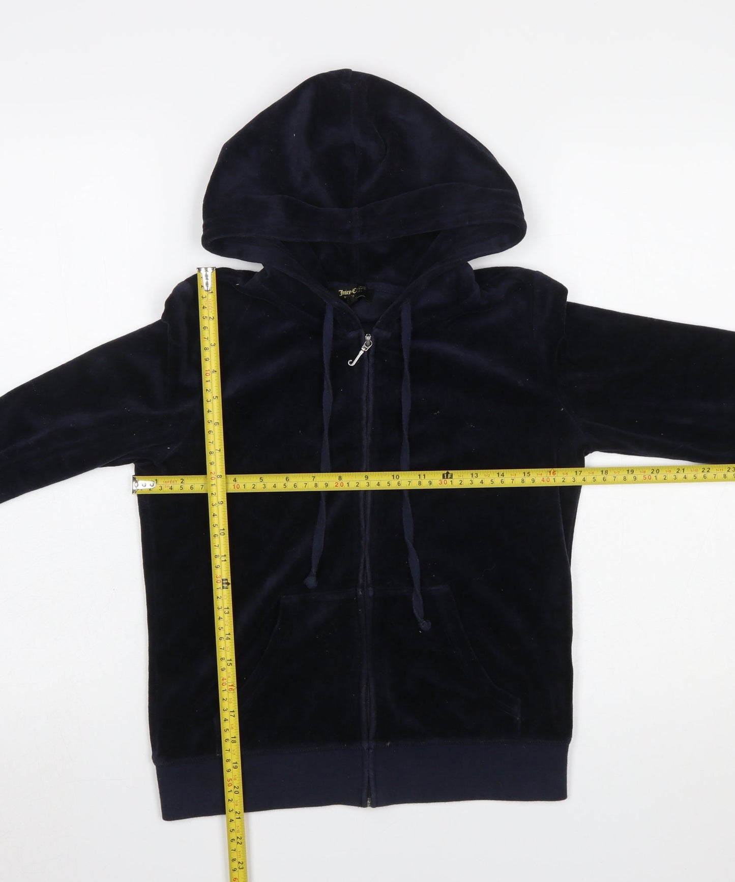 Juicy Couture Black Label Women's Navy Velour Full Zip Hoodie Size S