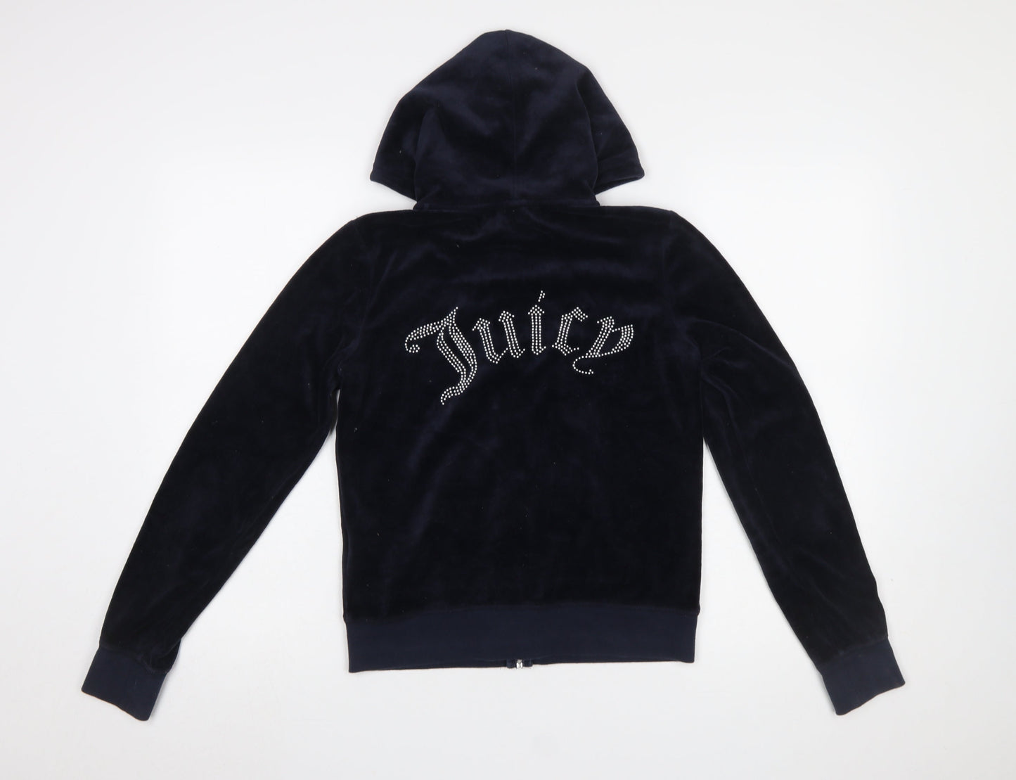 Juicy Couture Black Label Women's Navy Velour Full Zip Hoodie Size S