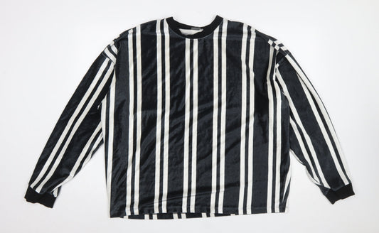 ASOS Women’s Black Striped Long Sleeve Velvet T-Shirt Size L