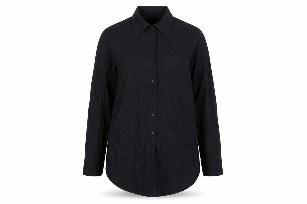 COS Women's Black Linen Cotton Long Sleeve Button-Up Shirt Size 4