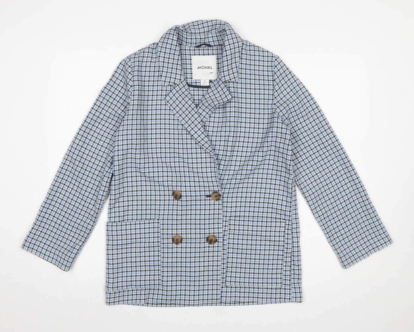 Monki Womens Blue Check Double-Breasted Blazer XS