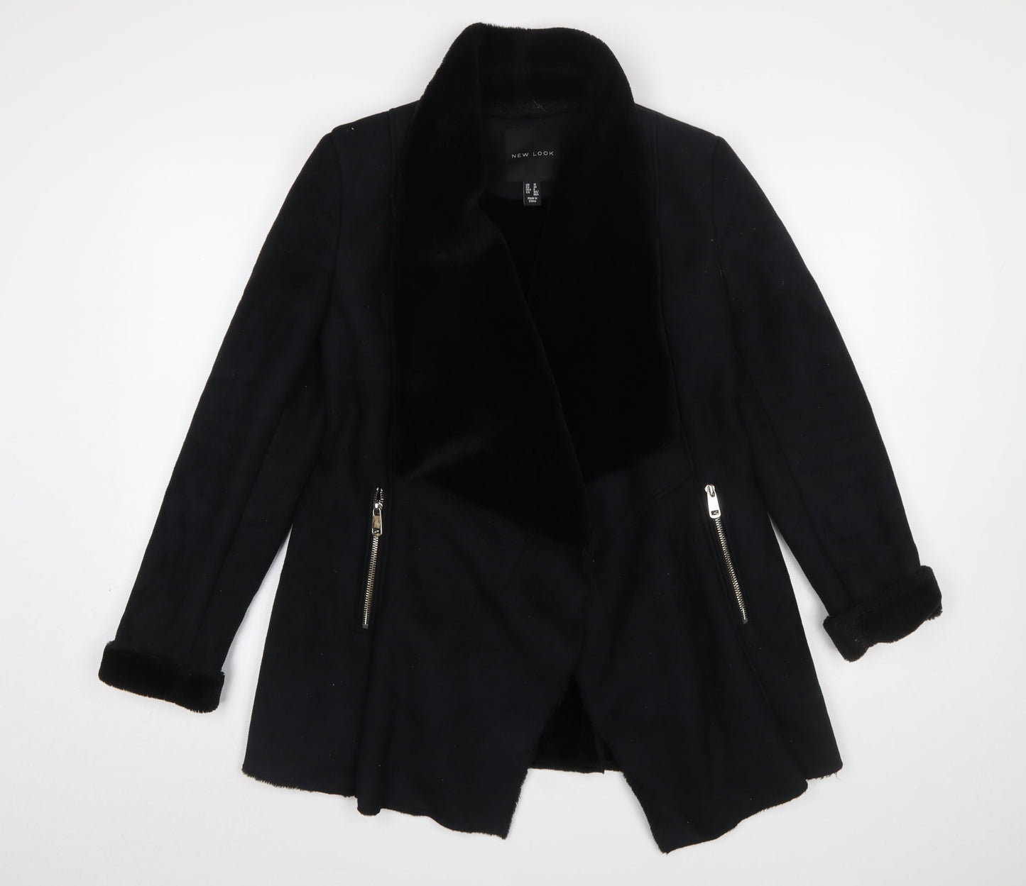 New Look Women’s Black Faux Fur Lined Biker Jacket UK 10