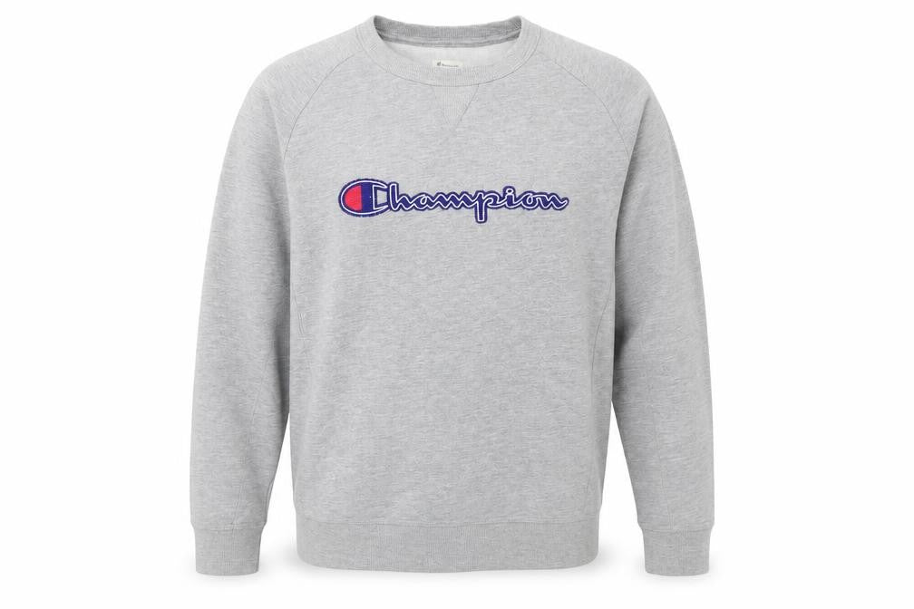 Champion Mens Grey Large Pullover Sweatshirt Embroidered Logo
