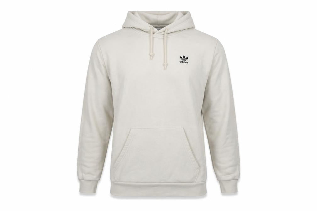 adidas Men Beige Pullover Hoodie Small Regular Fit Fleece Logo