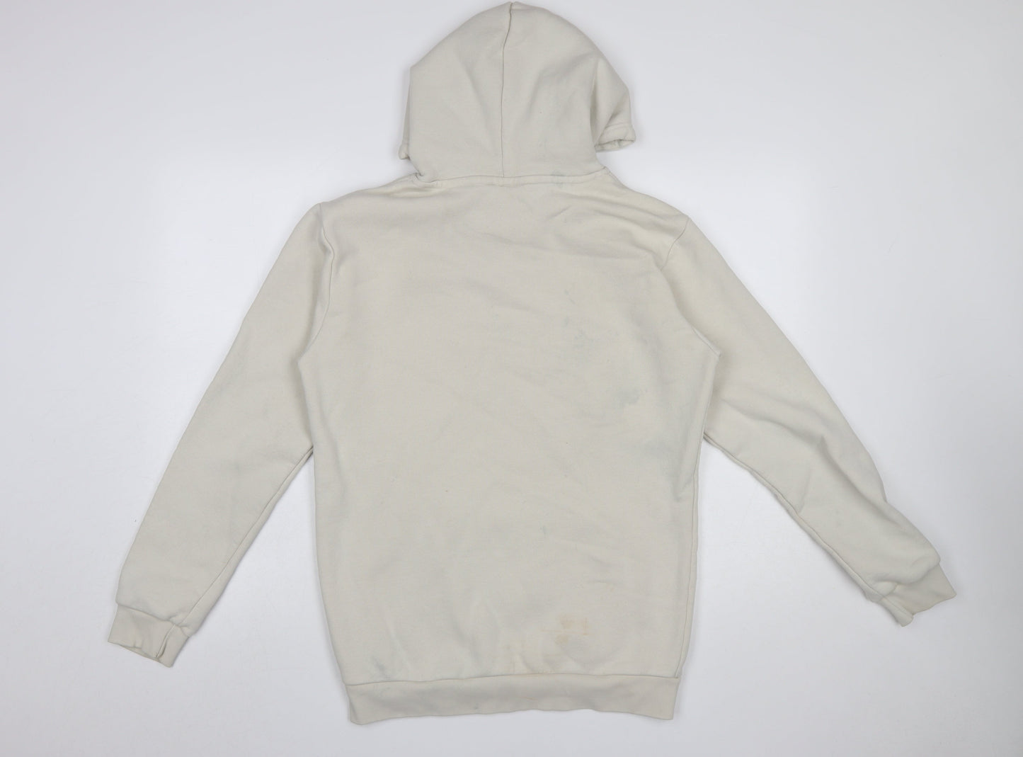 adidas Men Beige Pullover Hoodie Small Regular Fit Fleece Logo