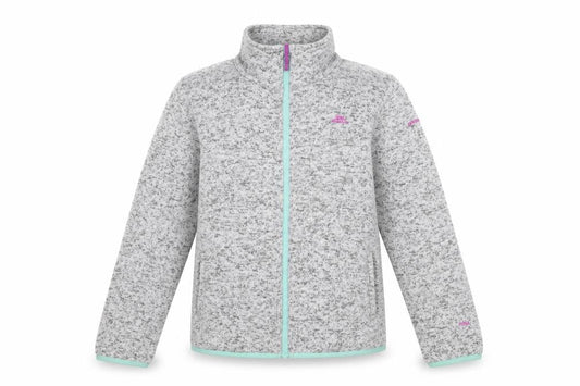 Front view of Trespass girls’ grey full zip fleece jacket 11-12 years lightweight outdoor