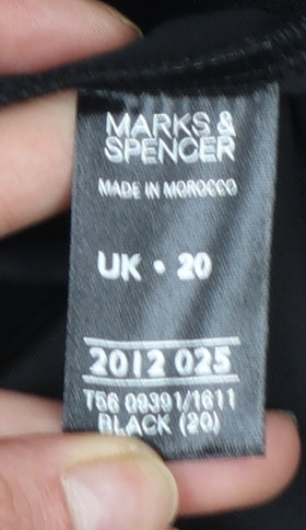 Marks and Spencer Women Black Velvet Wrap Blouse UK 20